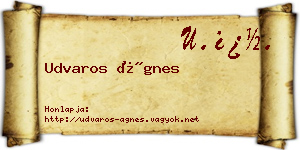 Udvaros Ágnes névjegykártya